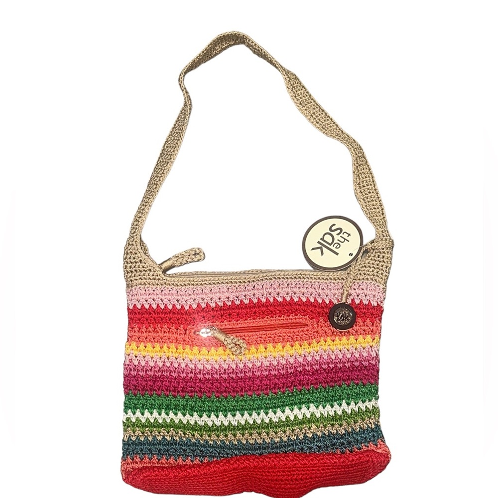 The Sak Rainbow Woven Crossbody Handbag Purse Bag NWT Beach Stripped Classic